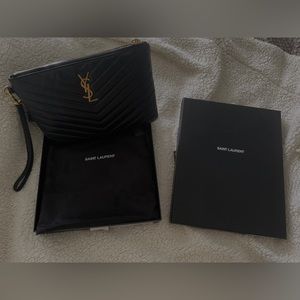 YSL Monogram Small Pouch in Smooth Leather